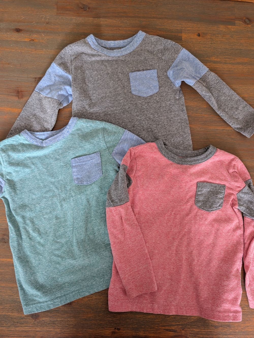 Joe Fresh Kids Colorblock Long-Sleeve Pocket Tees - (Bundle Of 3)